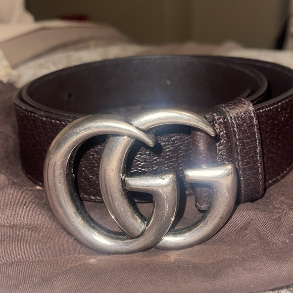 Leather belt with Double G Buckle - Picture 4 of 10